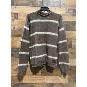 FL Wood Brown & Tan Striped Mock Turtleneck Sweater – Size Small Women